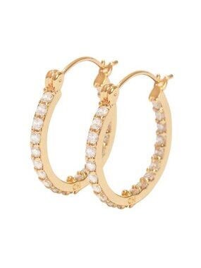 Crystal Haze Gold Plated Mini Serena Hoops Cubic Zirconia Earrings NEW